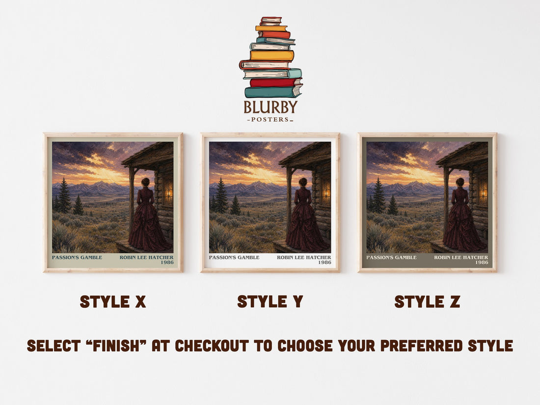 Passion's gamble literary print in frame leaning in hallway – romance wall art (mockup)