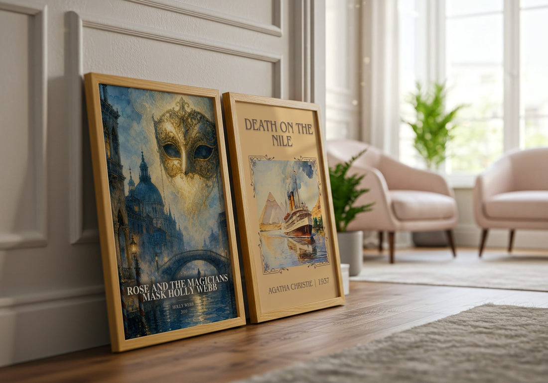 Rose and the Magicians Mask Holly Webb watercolour print framed by window – literary home decor