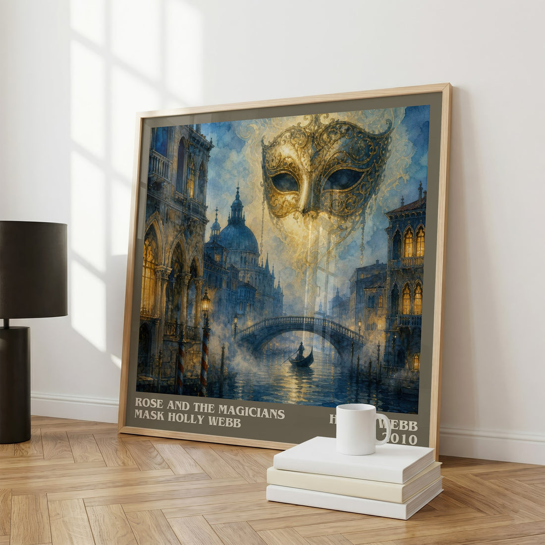 Rose and the Magicians Mask Holly Webb literary print framed by window – literary home decor
