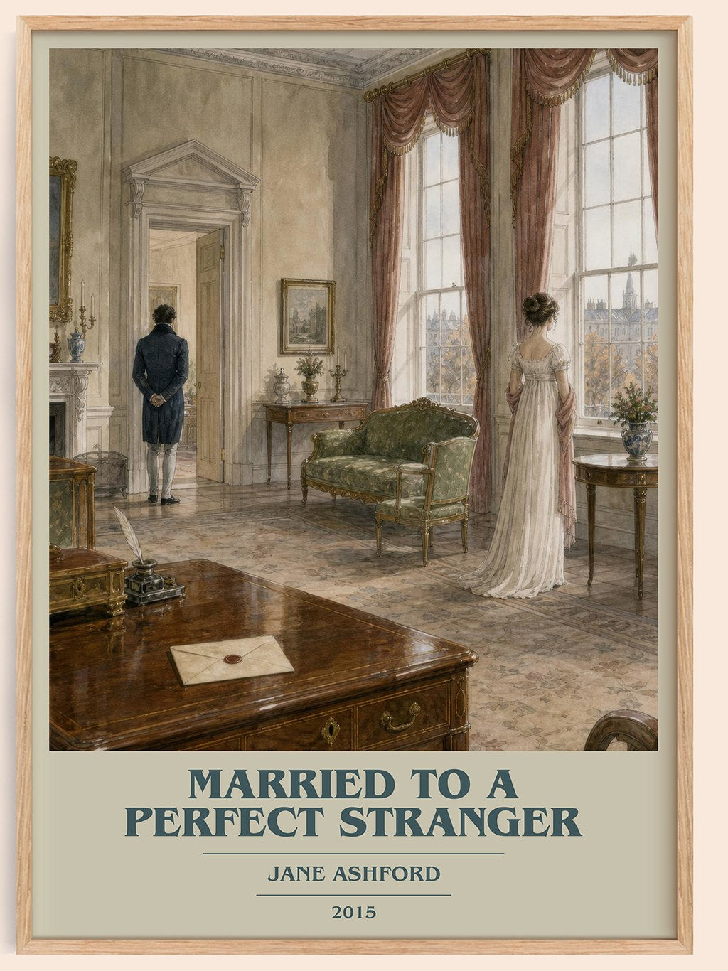 Married to a Perfect Stranger book cover book poster by Jane Ashford – framed literary art print