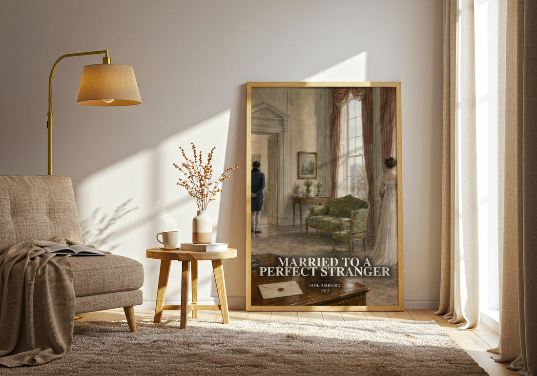 Married to a Perfect Stranger watercolour print in frame leaning in hallway – romance wall art