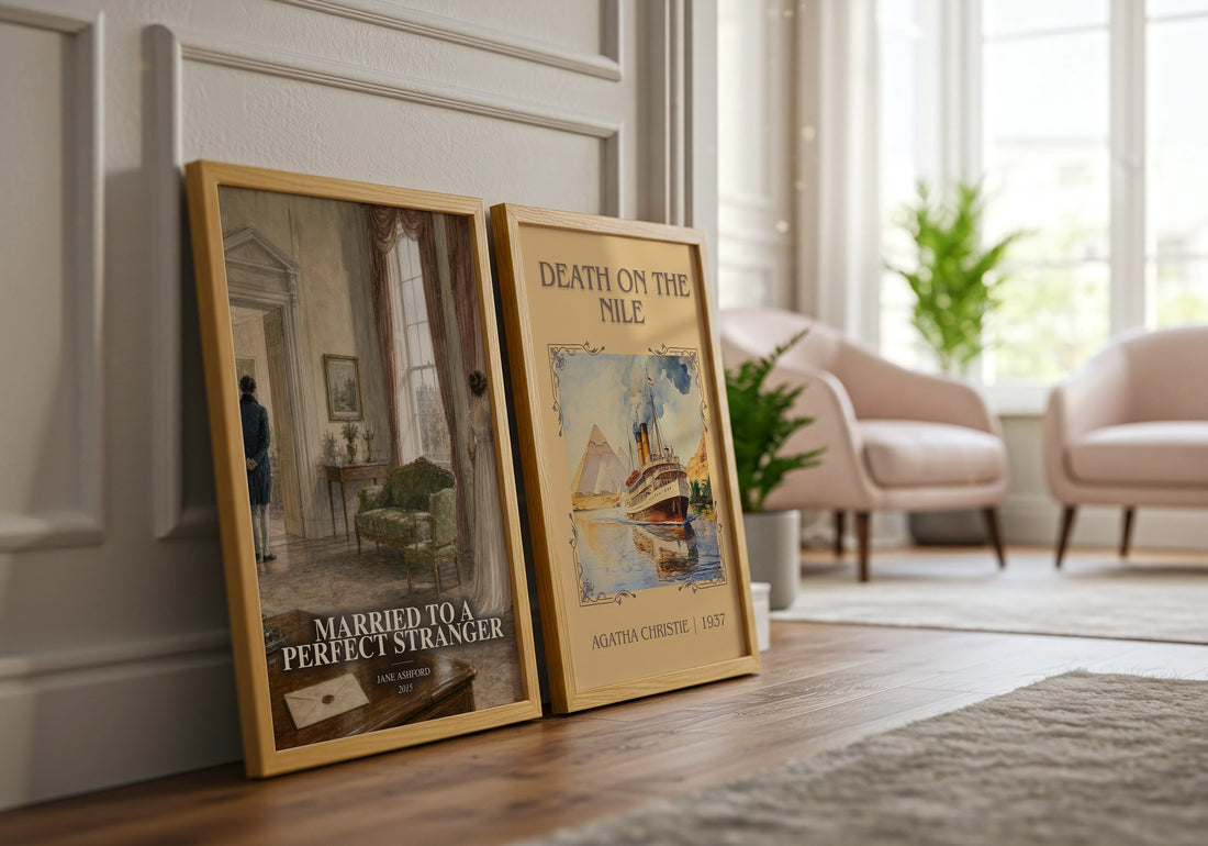 Married to a Perfect Stranger watercolour print framed by window – literary home decor
