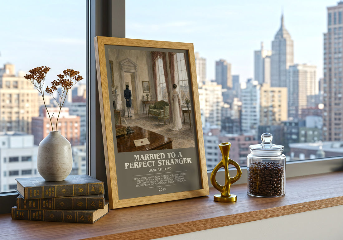 Married to a Perfect Stranger bookish print framed by window – literary home decor