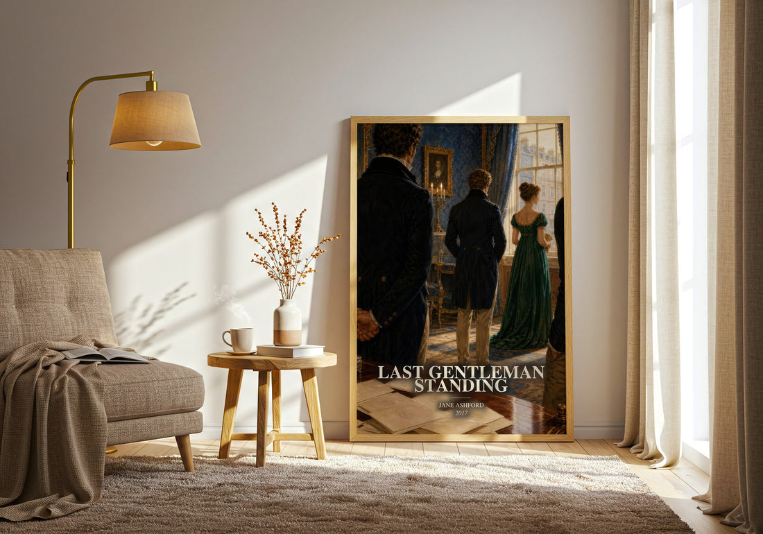Last Gentleman Standing watercolour print in frame leaning in hallway – romance wall art