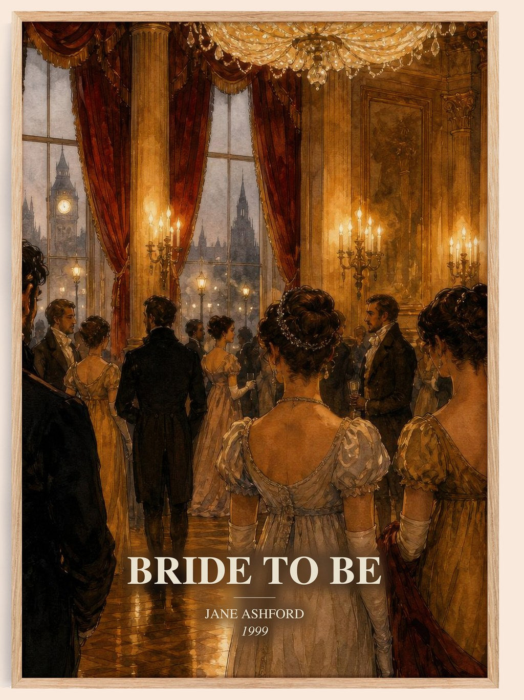 Bride to Be watercolour book poster by Jane Ashford – framed literary art print