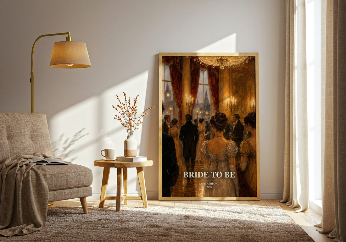 Bride to Be watercolour print in frame leaning in hallway – romance wall art