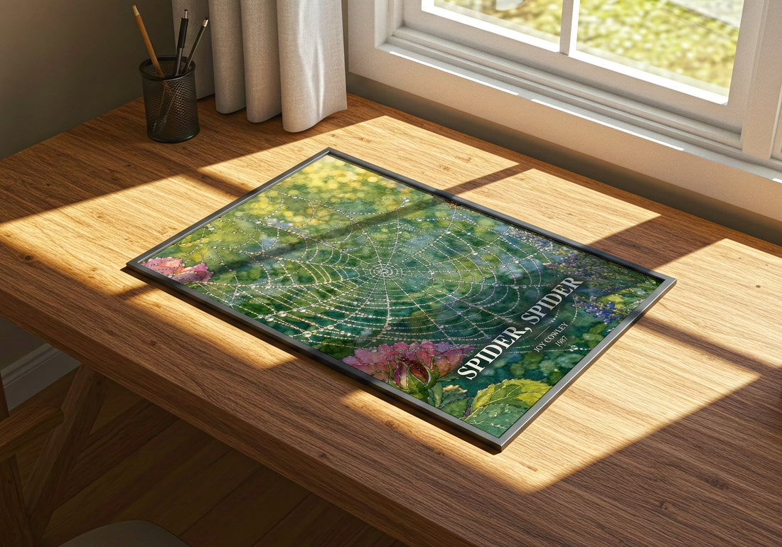 Spider, Spider watercolour book poster framed on wall – thriller wall art