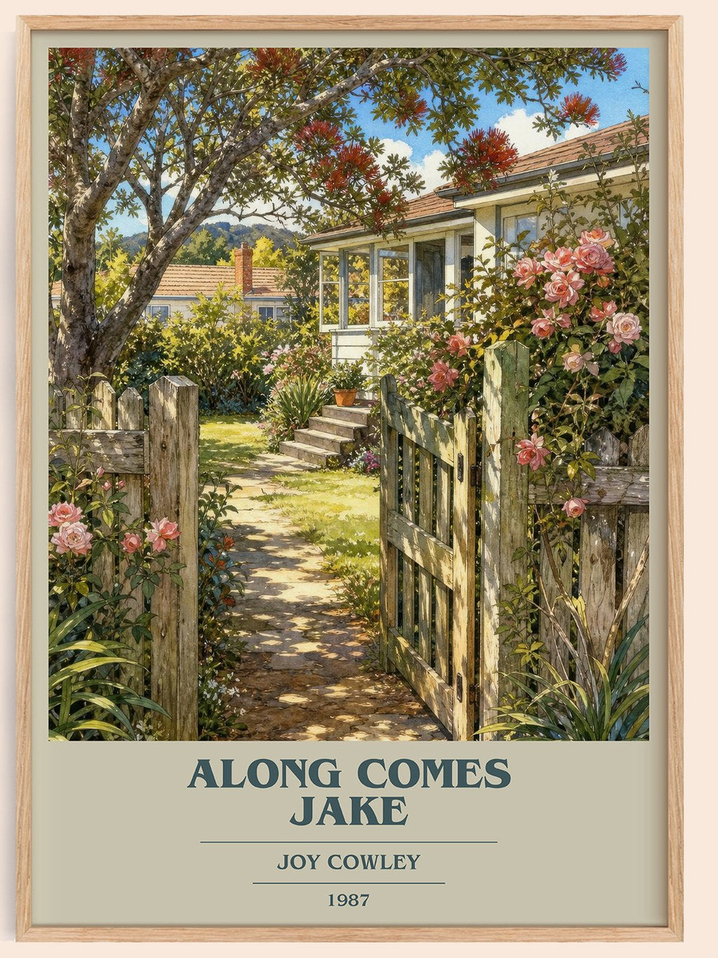 Along comes Jake book cover book poster by Joy Cowley – framed literary art print