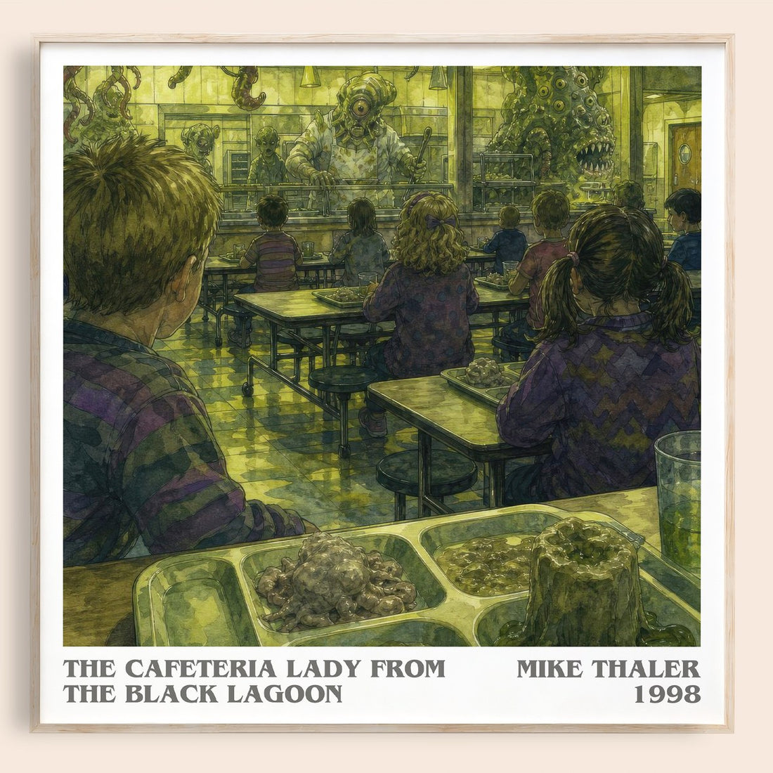The cafeteria lady from the black lagoon literary book poster by Mike Thaler – framed literary art print