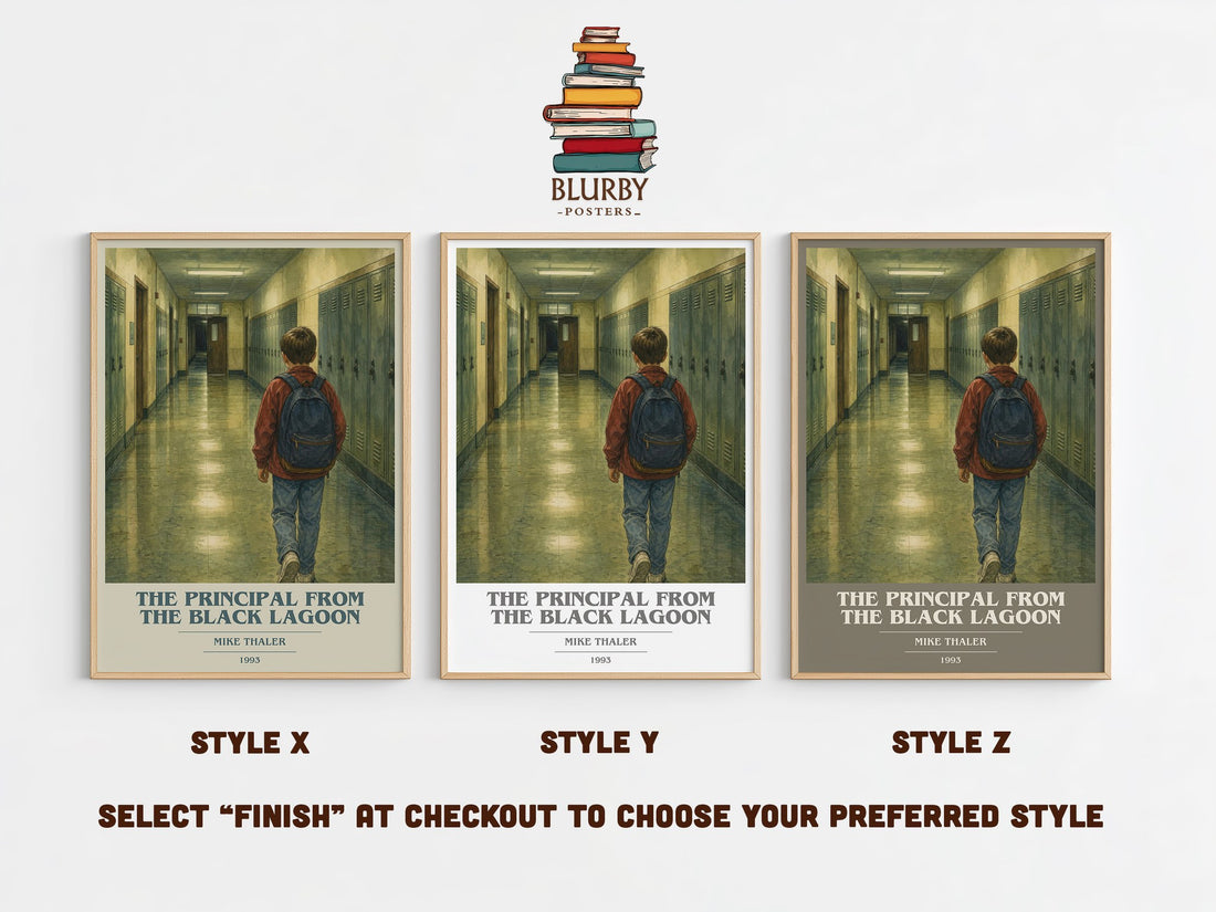 The Principal From the Black Lagoon book cover print in frame leaning in hallway – childrens wall art (mockup)