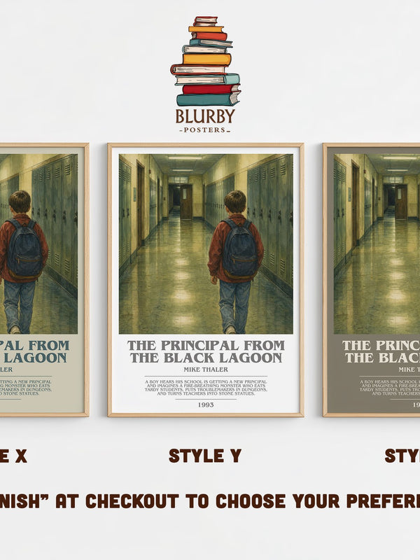 The Principal From the Black Lagoon bookish print in frame leaning in hallway – childrens wall art