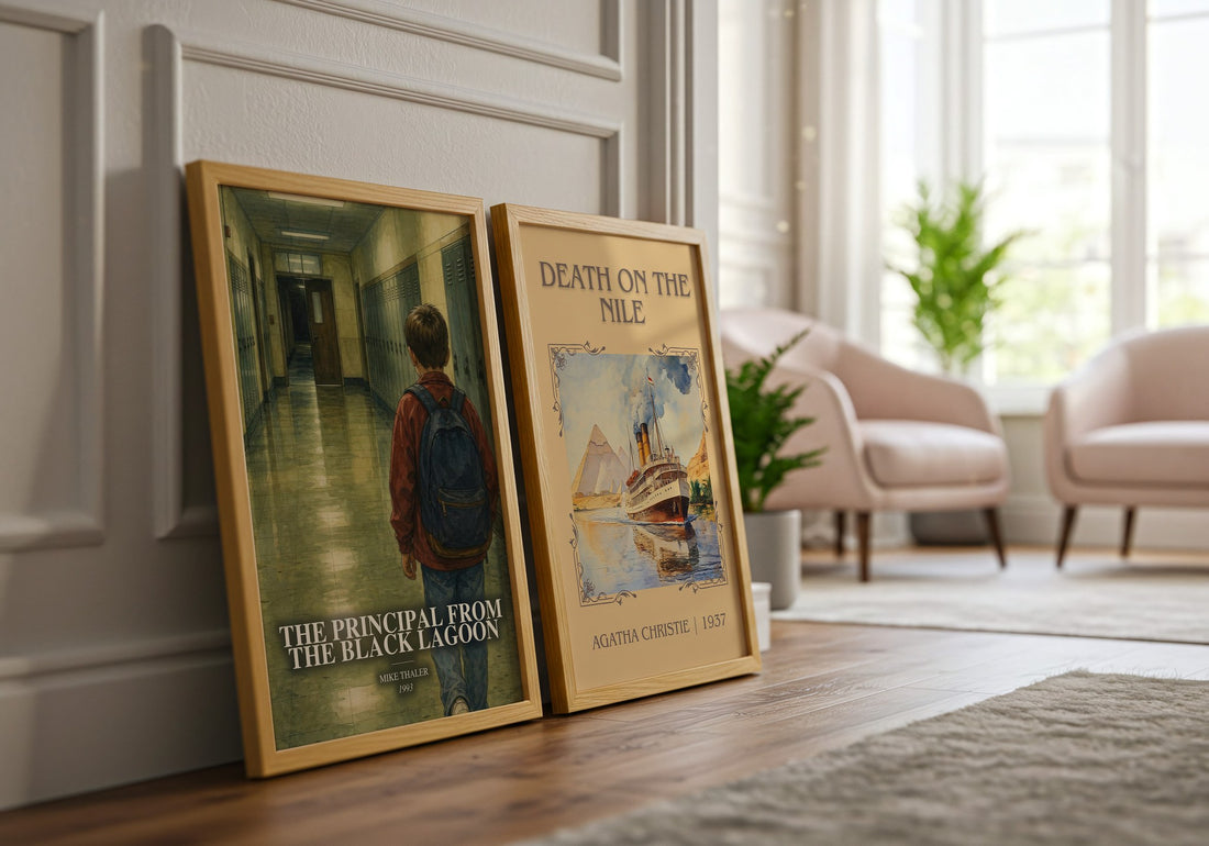 The Principal From the Black Lagoon watercolour print framed by window – literary home decor