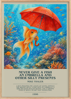 Never give a fish an umbrella and other silly presents Bookish Wall Art by Mike Thaler