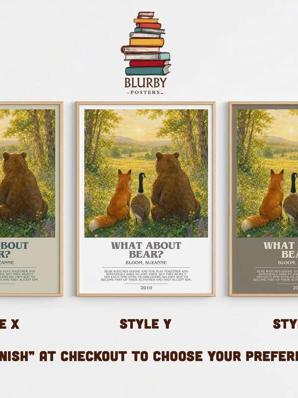 What about Bear? bookish print in frame leaning in hallway – childrens wall art