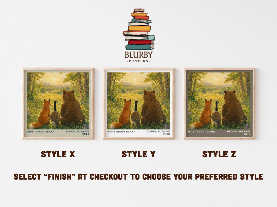 What about Bear? literary print in frame leaning in hallway – childrens wall art (mockup)
