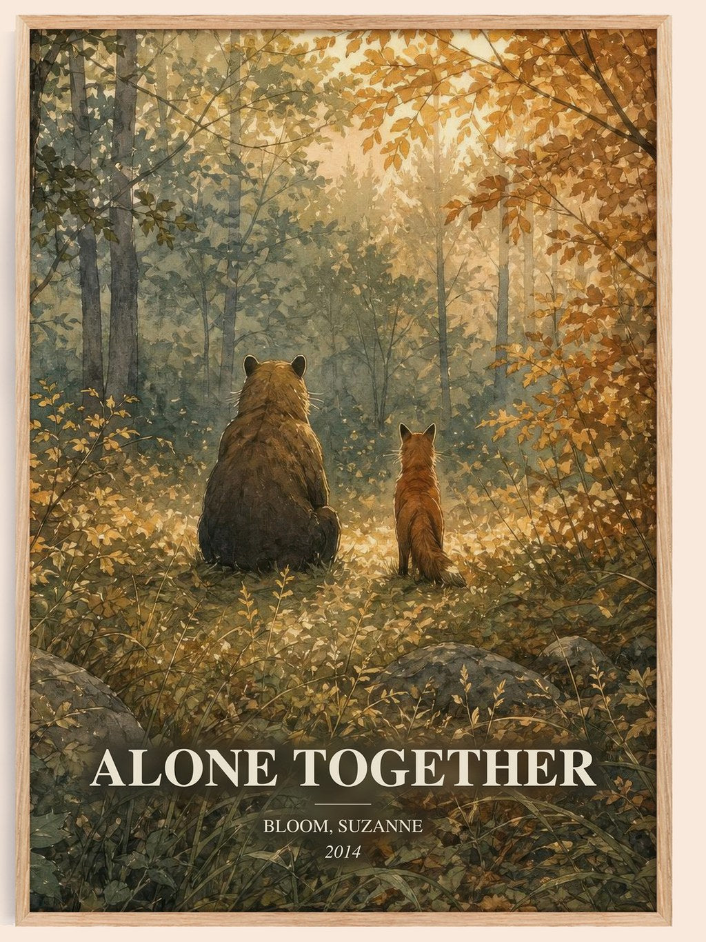 Alone together watercolour book poster by Bloom, Suzanne – framed literary art print