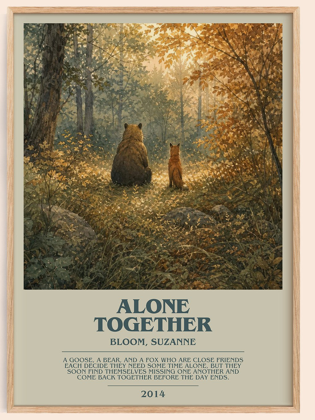 Alone together bookish book poster by Bloom, Suzanne – framed literary art print