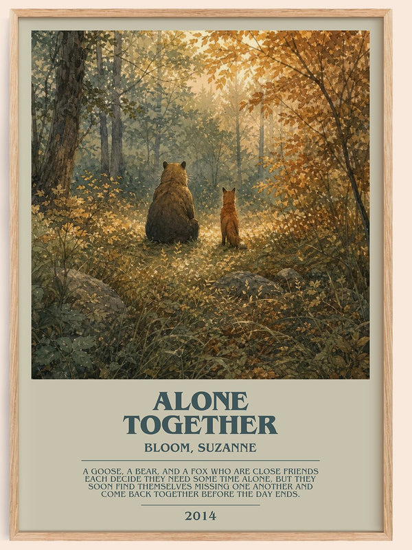 Alone together bookish book poster by Bloom, Suzanne – framed literary art print