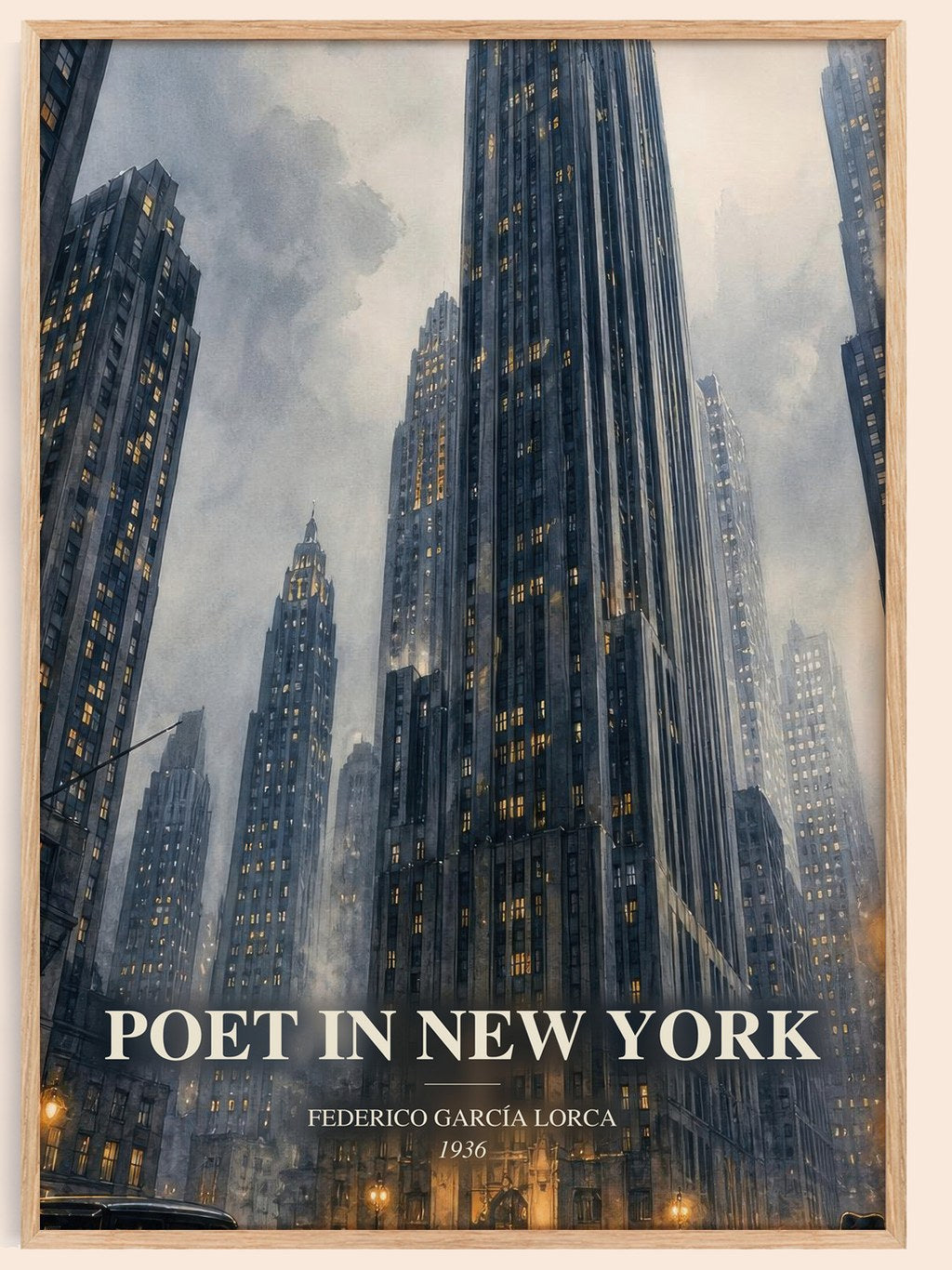 Poet in New York watercolour book poster by Federico García Lorca – framed literary art print