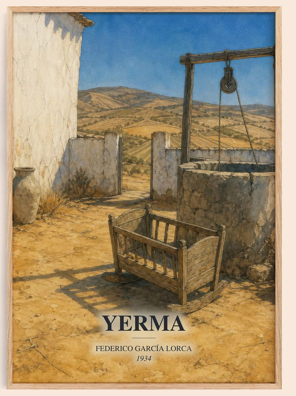 Yerma watercolour book poster by Federico García Lorca – framed literary art print