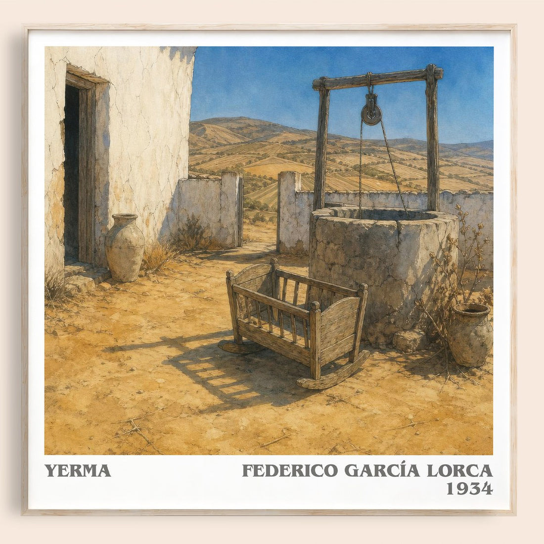 Yerma literary book poster by Federico García Lorca – framed literary art print