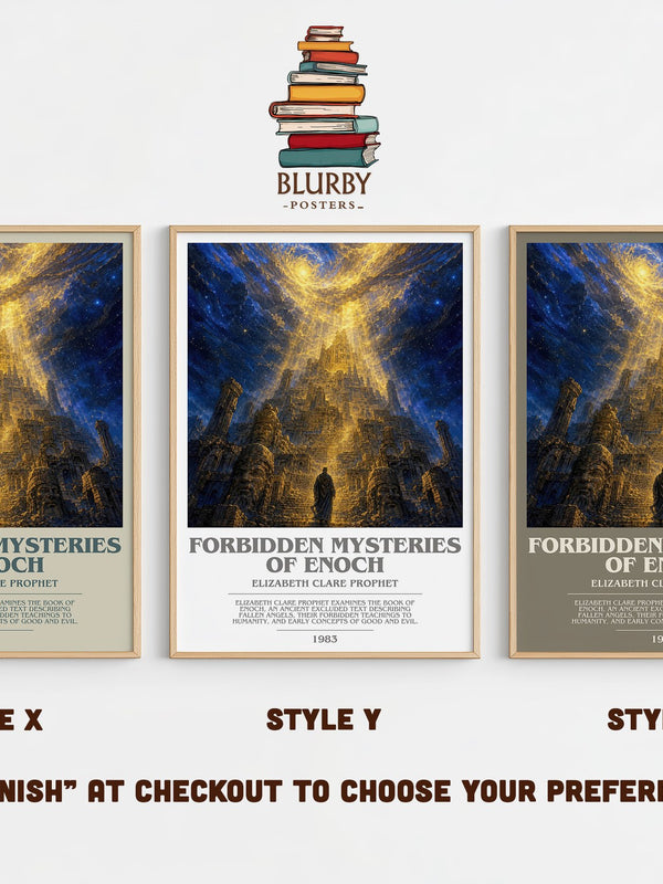 Forbidden mysteries of Enoch bookish print in frame leaning in hallway – non fiction wall art