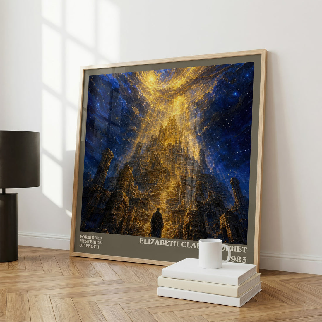 Forbidden mysteries of Enoch literary print framed by window – literary home decor