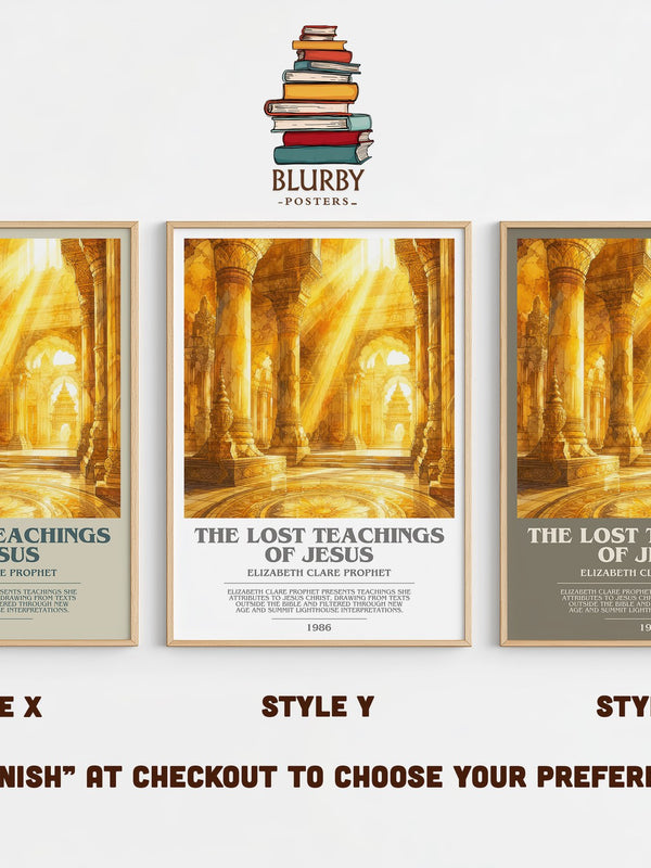 The lost teachings of Jesus bookish print in frame leaning in hallway – non fiction wall art
