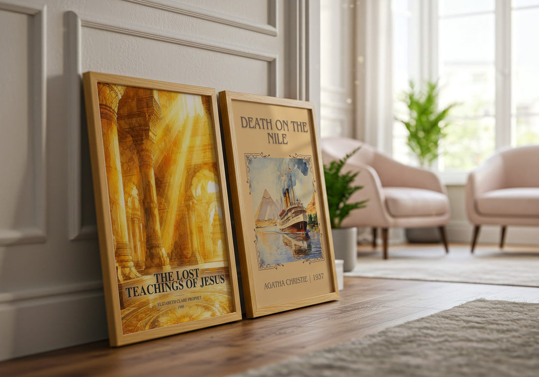 The lost teachings of Jesus watercolour print framed by window – literary home decor