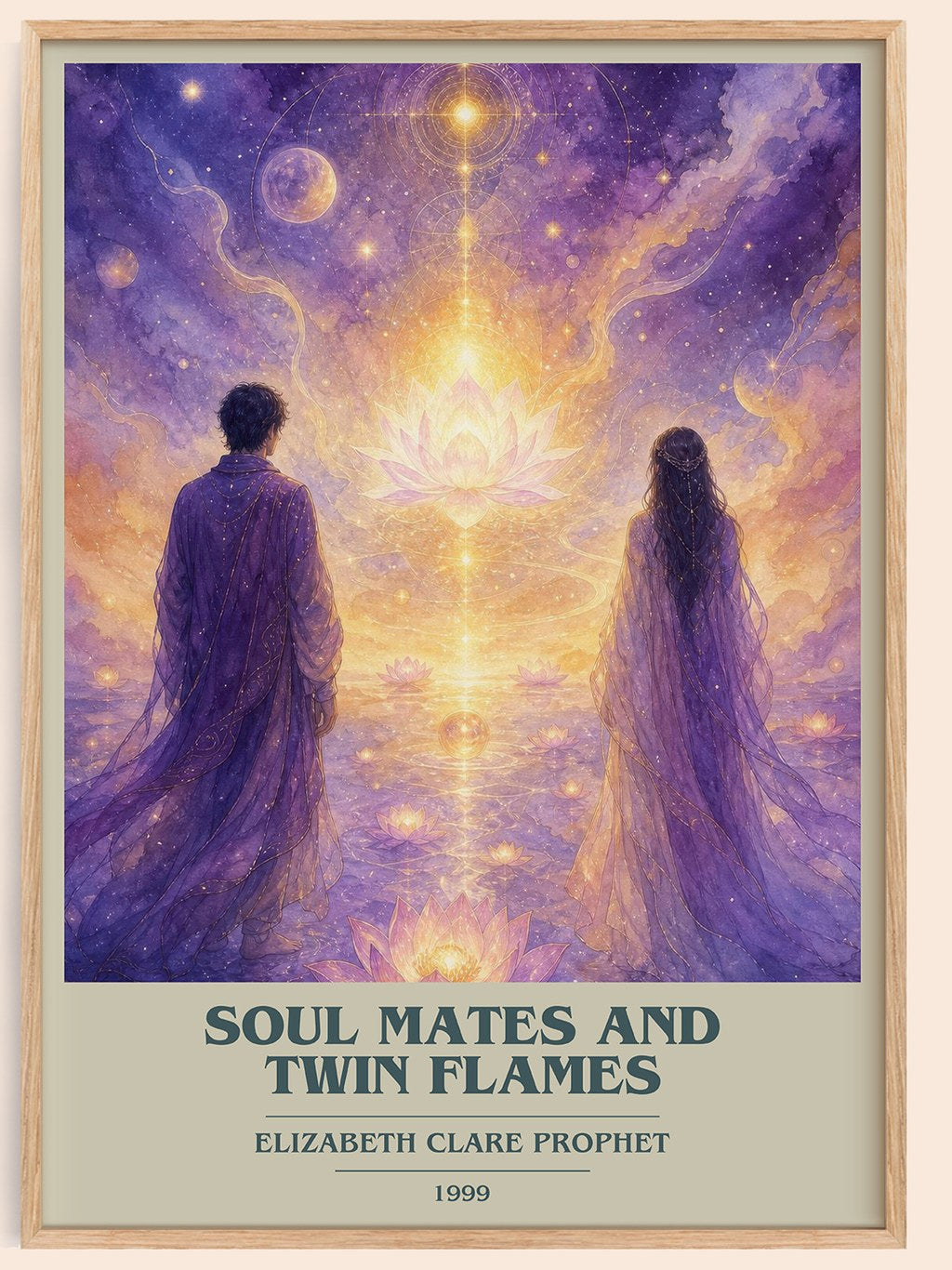 Soul Mates and Twin Flames book cover book poster by Elizabeth Clare Prophet – framed literary art print