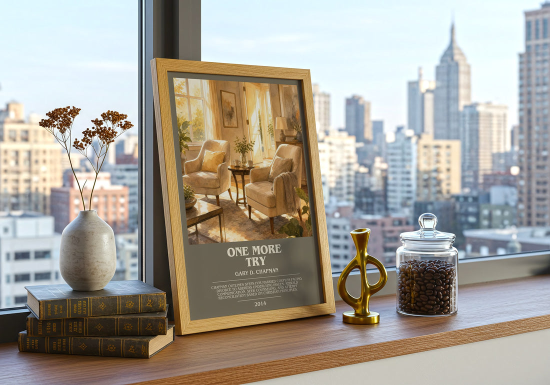 One more try bookish print framed by window – literary home decor