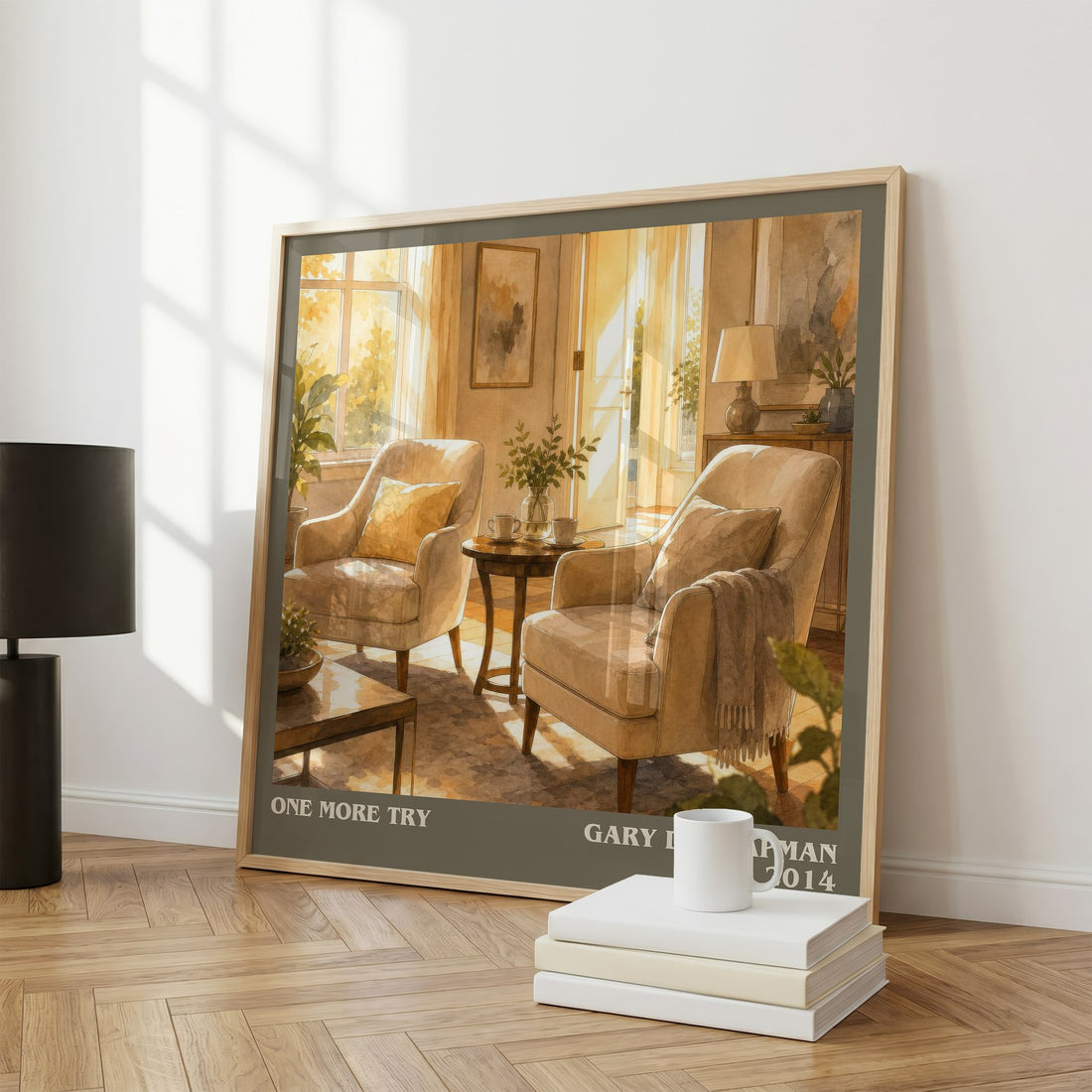 One more try literary print framed by window – literary home decor