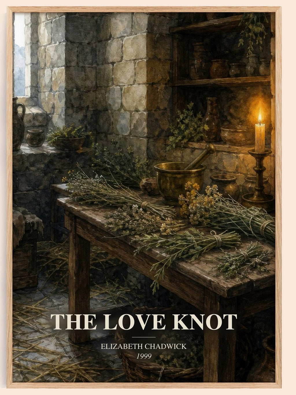 The Love Knot watercolour book poster by Elizabeth Chadwick – framed literary art print