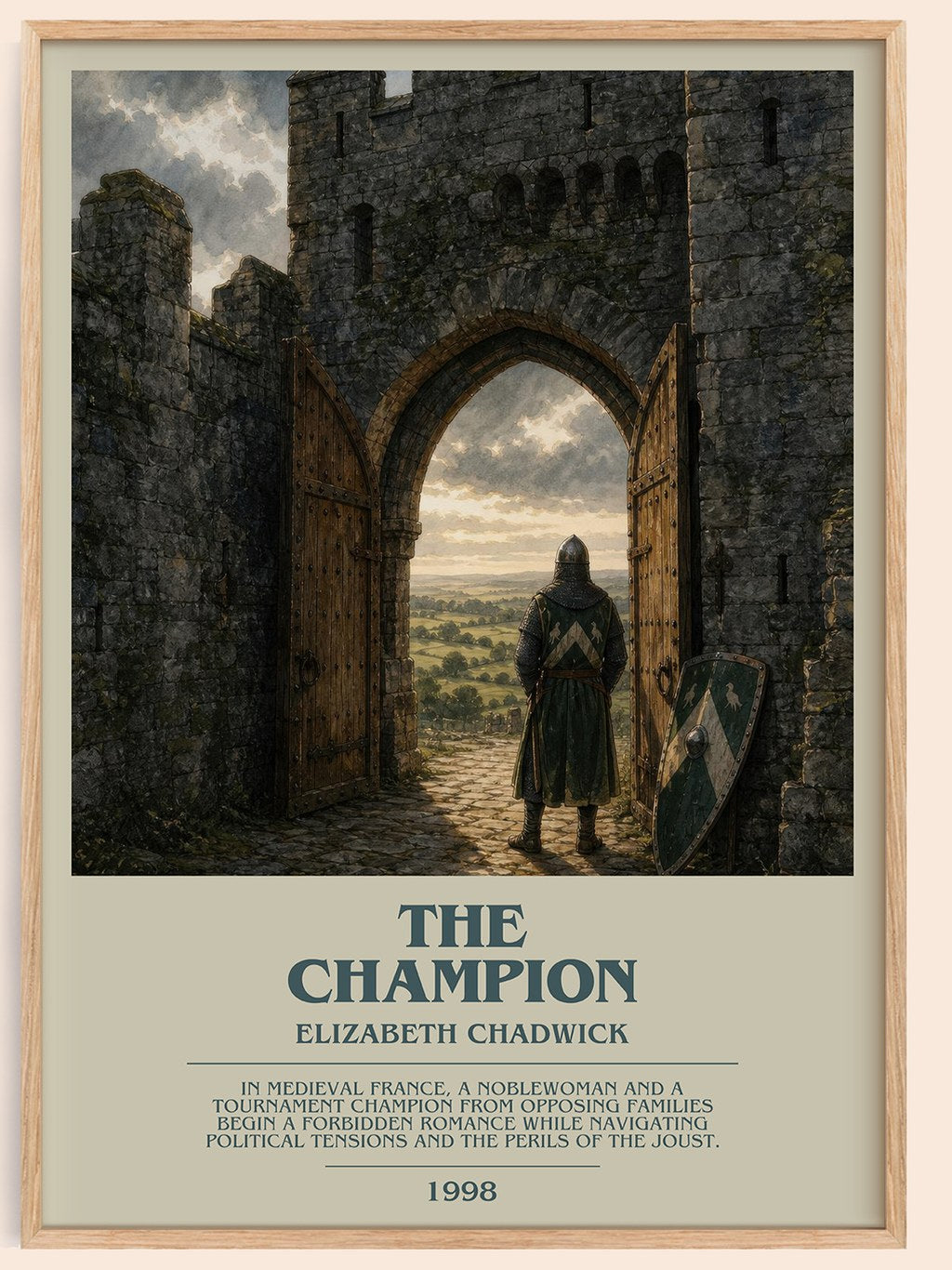 The Champion bookish book poster by Elizabeth Chadwick – framed literary art print