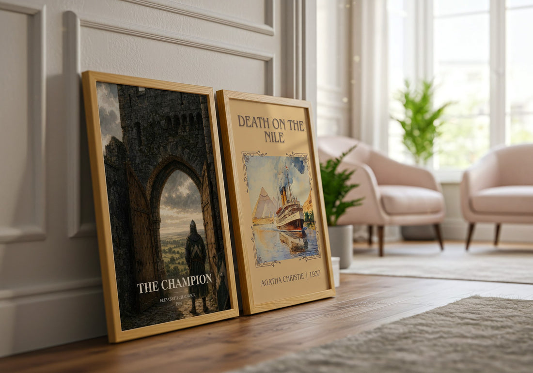 The Champion watercolour print framed by window – literary home decor