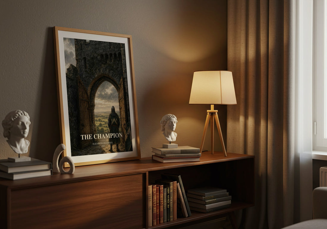 The Champion watercolour print on bookshelf – Elizabeth Chadwick fan gift