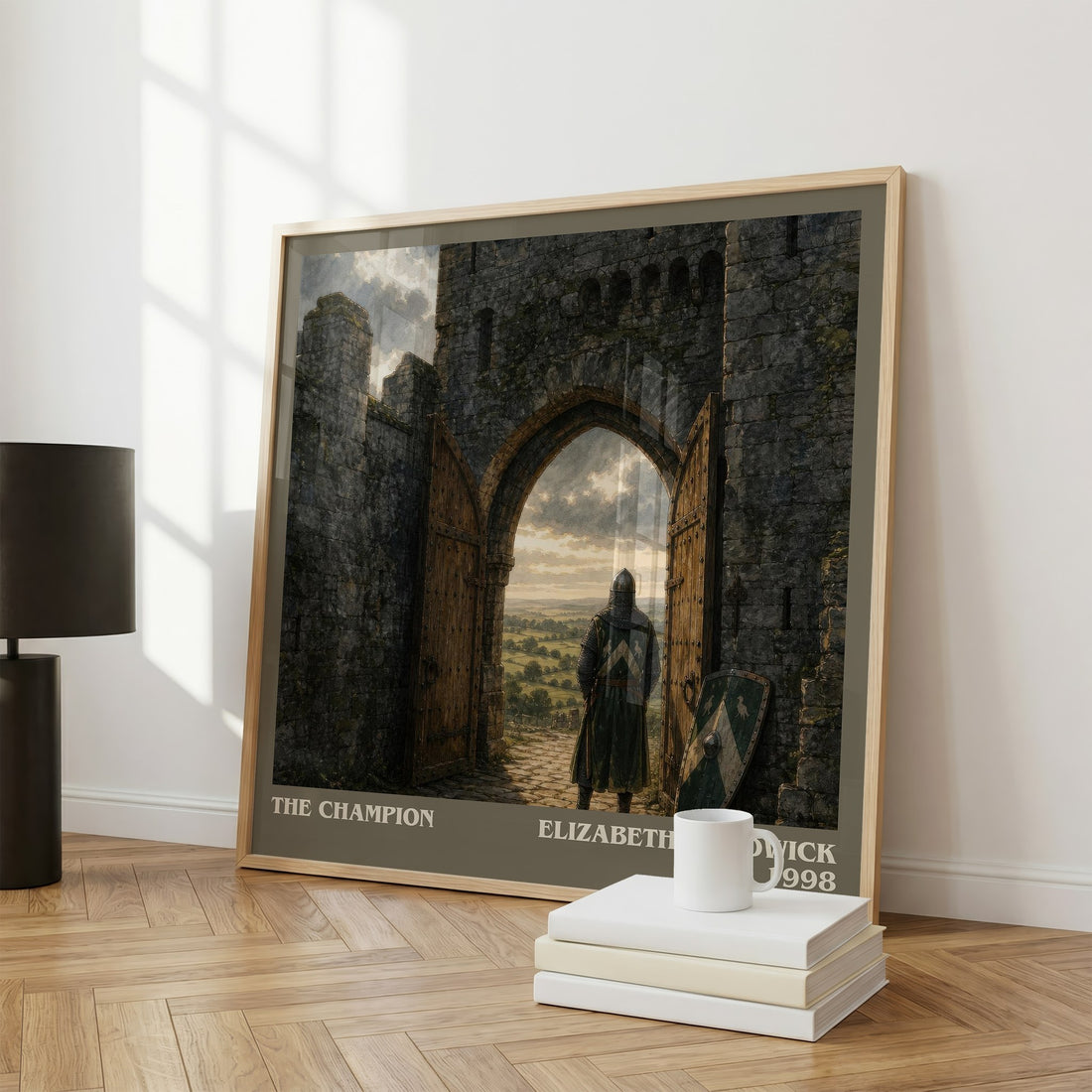 The Champion literary print framed by window – literary home decor