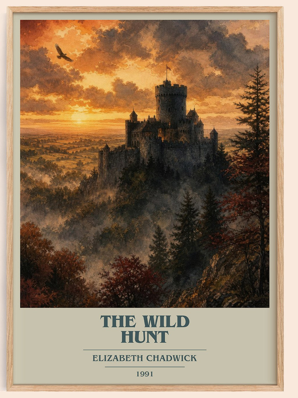 The wild hunt book cover book poster by Elizabeth Chadwick – framed literary art print