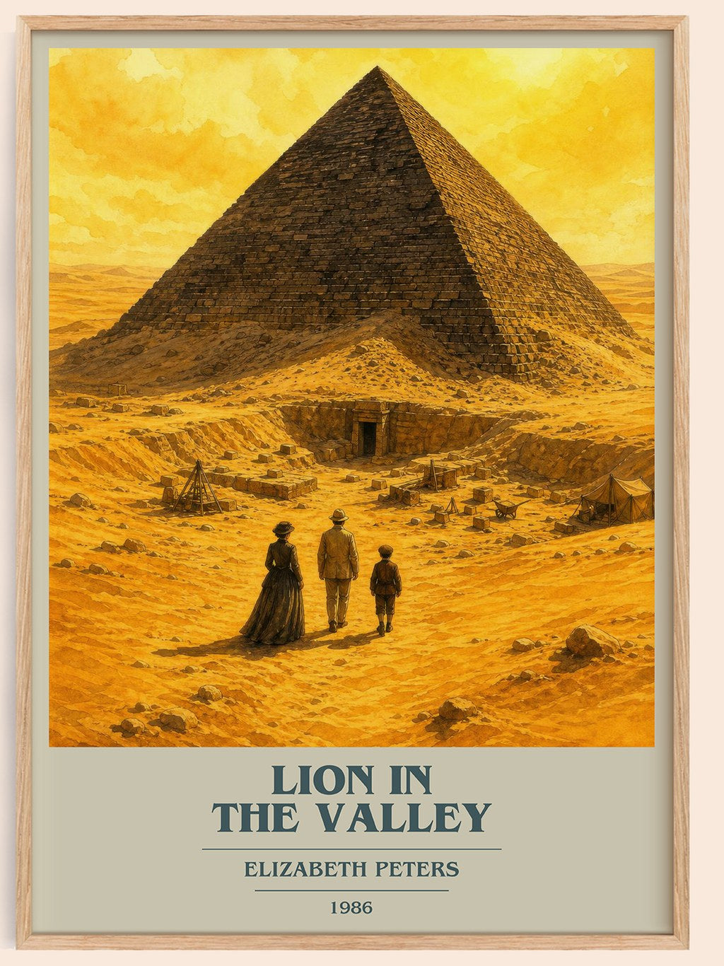 Lion in the valley book cover book poster by Elizabeth Peters – framed literary art print