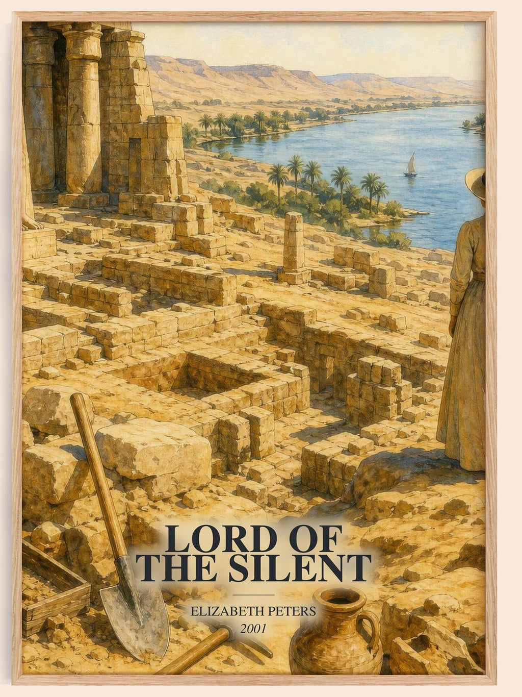 Lord of the silent watercolour book poster by Elizabeth Peters – framed literary art print
