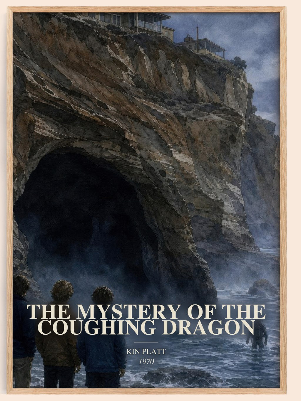 The Mystery of the Coughing Dragon watercolour book poster by Kin Platt – framed literary art print