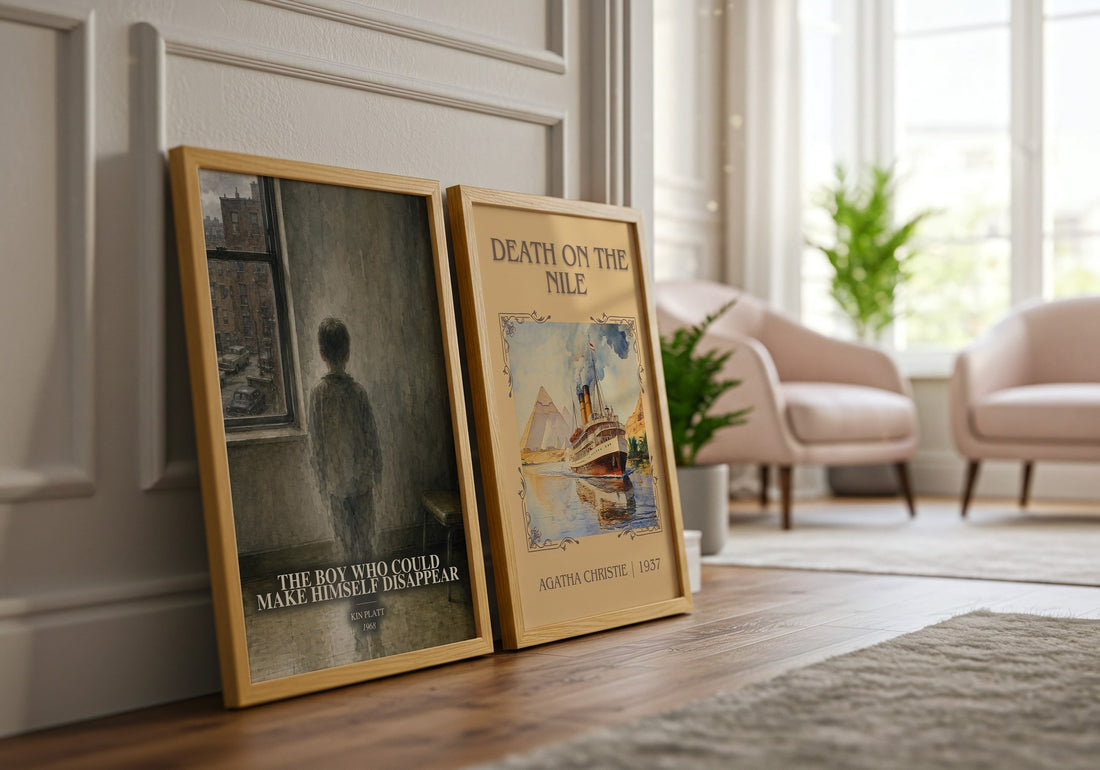 The boy who could make himself disappear watercolour print framed by window – literary home decor