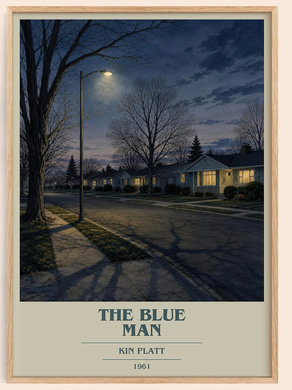 The blue man book cover book poster by Kin Platt – framed literary art print
