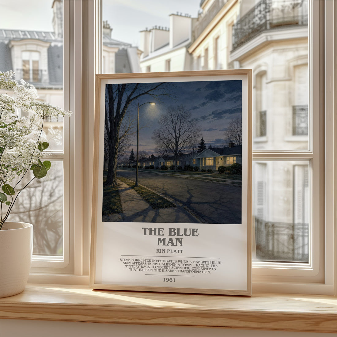 The blue man bookish poster colour and style options – Kin Platt book art