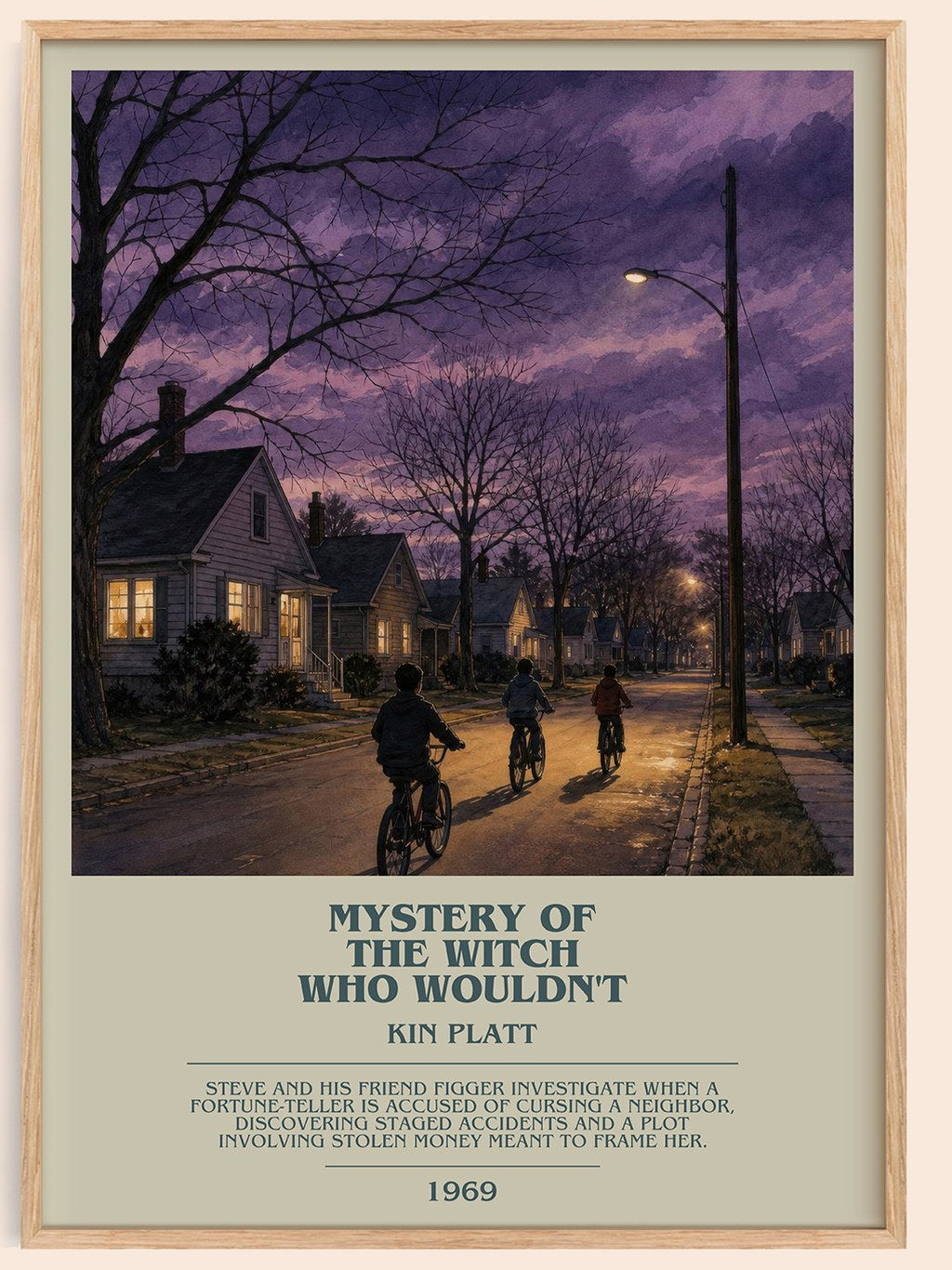 Mystery of the Witch Who Wouldn't bookish book poster by Kin Platt – framed literary art print