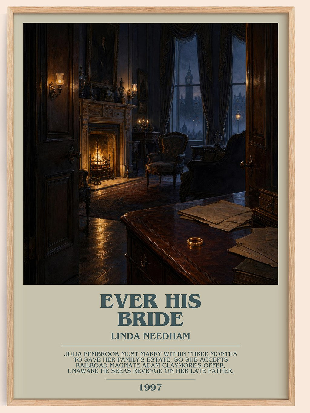 Ever His Bride bookish book poster by Linda Needham – framed literary art print