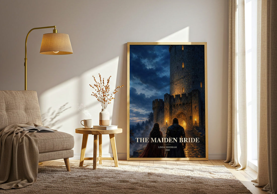 The Maiden Bride watercolour print in frame leaning in hallway – romance wall art