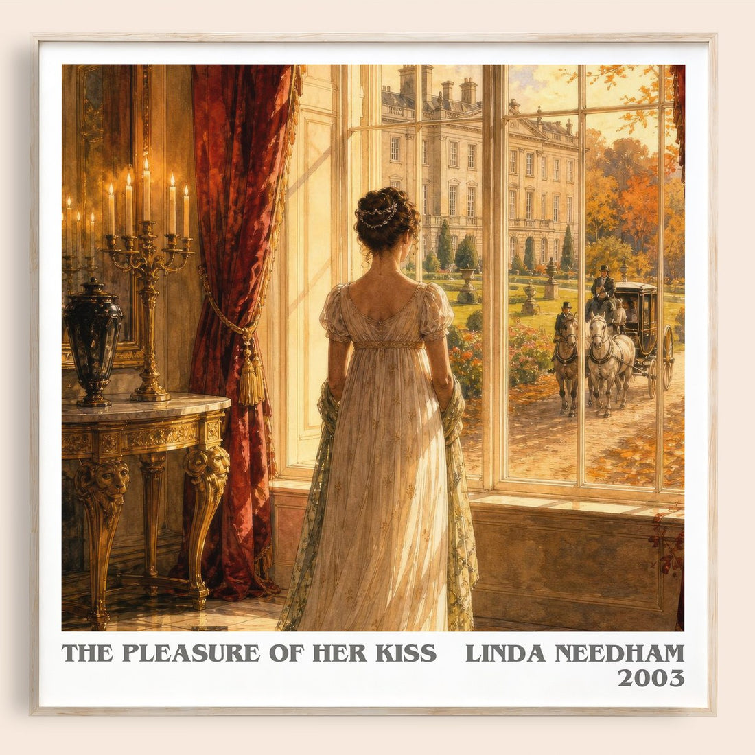The Pleasure of Her Kiss literary book poster by Linda Needham – framed literary art print