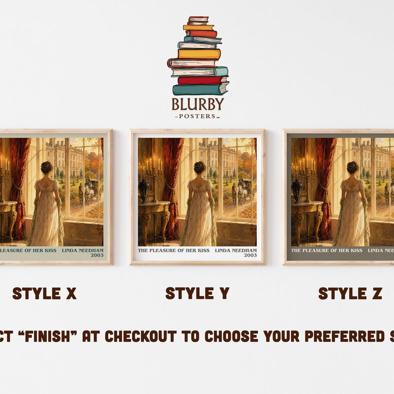 The Pleasure of Her Kiss literary print in frame leaning in hallway – romance wall art