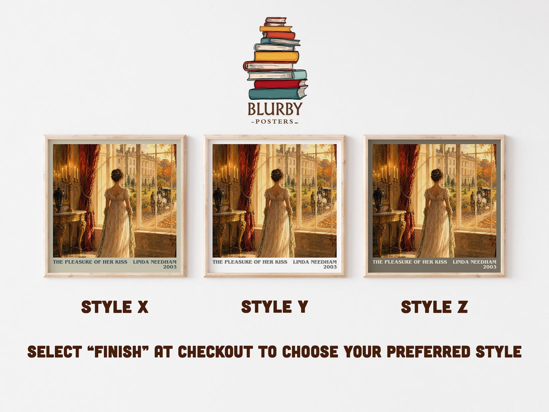 The Pleasure of Her Kiss literary print in frame leaning in hallway – romance wall art (mockup)